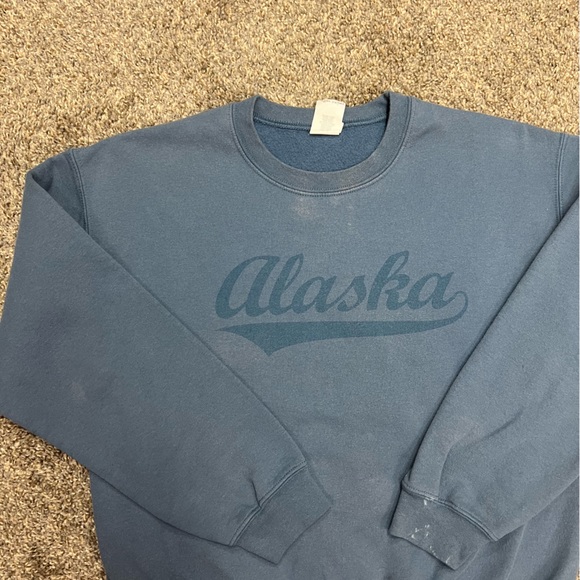 Vintage Alaska sweatshirt mens medium blue crewneck pullover retro thrashed - Picture 6 of 10